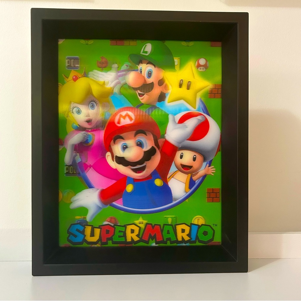 Super Mario Main Cast of Characters 3D Lenticular Shadowbox Art [Pyramid]